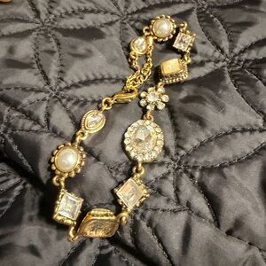 Gold-Tone Crystal & Pearl Bracelet